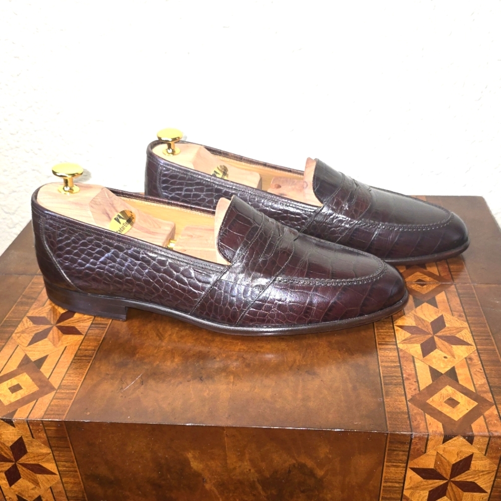 Brown Leather Penny Loafers with Strap - Picture 3 of 6